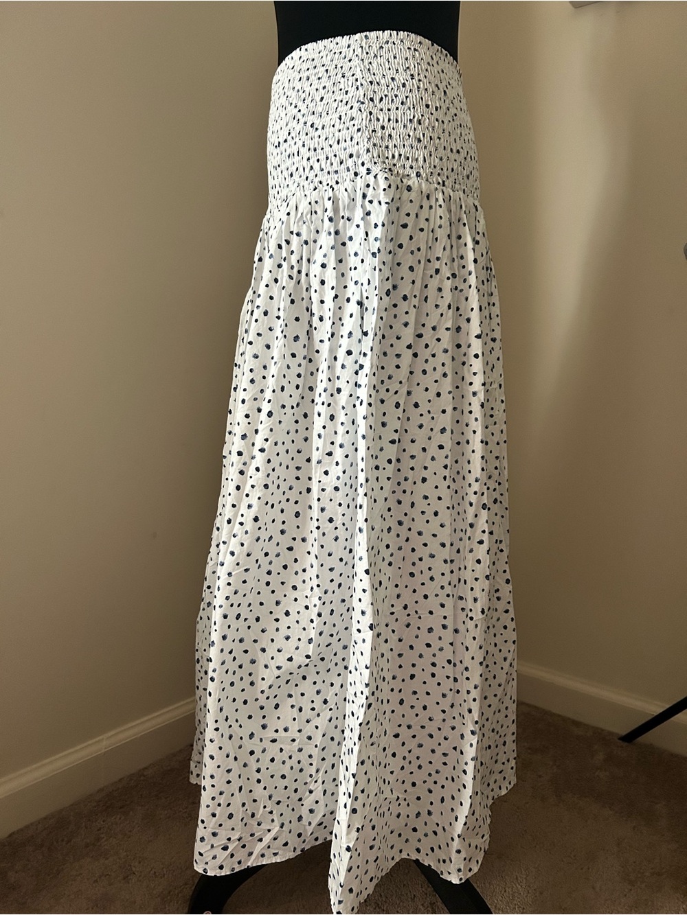 J. Crew White Maxi Skirt with Black Dot Print - Picture 10 of 12